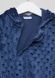 Juniors navy dot embossed fleece sleepsuit (Winter)