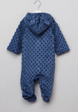 Juniors navy dot embossed fleece sleepsuit (Winter)
