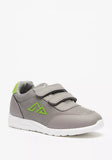 Oaklan grey textured shoes with green logo (New)