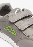 Oaklan grey textured shoes with green logo (New)