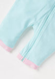 Juniors blue & pink zipped openfeet sleepsuit
