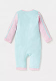 Juniors blue & pink zipped openfeet sleepsuit