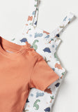 Juniors all over dino printed dungaree (set of 2) (Summer)