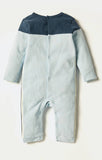 Giggles blue colorblock openfeet sleepsuit (Thick cotton) (Winter)