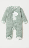 Juniors green stripe Bear fleece sleepsuit (Winter)