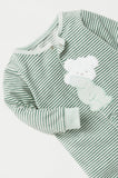 Juniors green stripe Bear fleece sleepsuit (Winter)