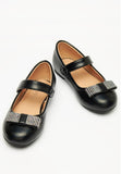 Juniors black bow accent ballerinas (New)