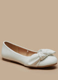 Missy White knotted bow ballerinas