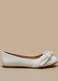 Missy White knotted bow ballerinas