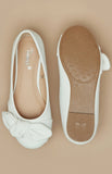 Missy White knotted bow ballerinas