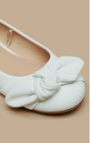 Missy White knotted bow ballerinas