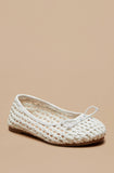 Missy White Netted bow ballerinas