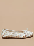 Missy White Netted bow ballerinas