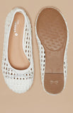 Missy White Netted bow ballerinas