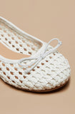 Missy White Netted bow ballerinas