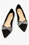 Celeste black embellished ballerina shoes