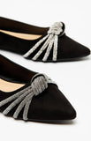 Celeste black embellished ballerina shoes