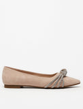 Celeste beige embellished ballerina shoes