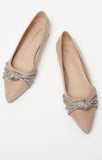 Celeste beige embellished ballerina shoes