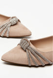 Celeste beige embellished ballerina shoes