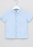 Juniors solid blue dress shirt