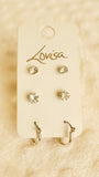 Lovisa rhinestone & silver small hoop earrings (Pack of 3) (Jewellery)