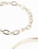 Lovisa silver chain & textured bracelets (Pack of 4) (Jewellery)