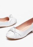 Celeste silver knotted ballerina shoes