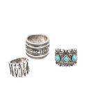 Lovisa silver turquoise rings (Pack of 3) (Jewellery)