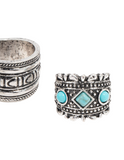 Lovisa silver turquoise rings (Pack of 3) (Jewellery)
