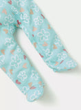 Juniors blue floral print zipped sleepsuit