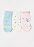 Juniors unicorn printed ankle socks (pack of 3)