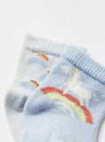 Juniors unicorn rainbow printed socks (pack of 2)