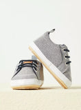 Juniors Grey textured lace design infant shoes