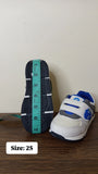 R&B blue dino printed white shoes