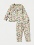 Juniors colorful flowers printed shirt & pyjama set (set of 2)