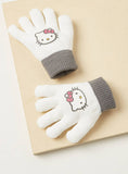 Hello Kitty Embroidered Applique Detail Beanie Cap with Gloves ( set of 2) (Winter)