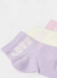 Juniors love typography pastel color socks (pack of 3)