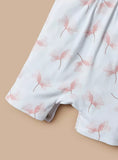Juniors pink flower printed & netted half romper (Summer)