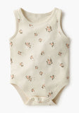 Juniors bunny & duck printed sleeveless bodysuits (pack of 6)
