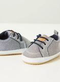 Juniors Grey textured lace design infant shoes
