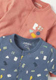 Juniors geometrical printed sleepsuit & romper set (set of 2)
