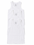 Juniors bamboo cotton solid white vests (Set of 3)