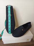 Florabella ladies black leather loafers (box packaging)