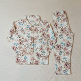 Juniors brown flower printed shirt & Pyjama set (set of 2)