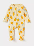 Juniors lemon printed zipped sleepsuit