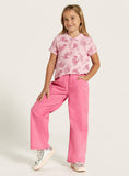 Juniors pink all over animal printed polo tshirt (Summer)