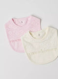 Giggles Lace textured bib with button closure(set of 2)