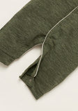 Juniors olive green ribbed openfeet sleepsuit