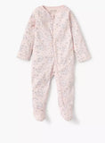 Juniors pink all over moon & star printed zipped sleepsuit